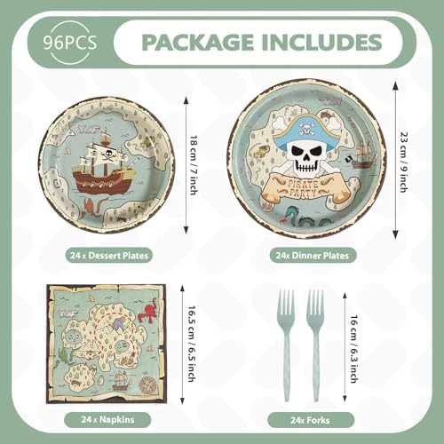 Grencian 96Pcs Pirate Party Decorations for Kids, Serve 24 - Image 2