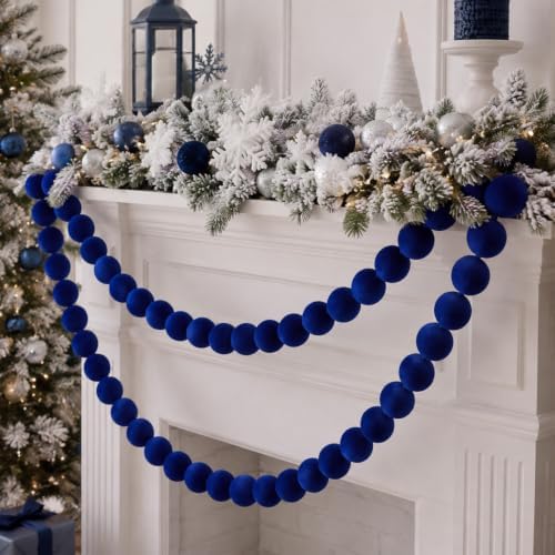 Canlierr 2 Pcs 6.5ft Christmas Velvet Ball Garland Mantle Decorations 60mm by Canlierr