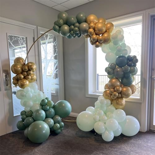 Sage Green Balloons Set, 60Pcs 12 Inch Olive Macaron Pastel Green Balloons with Metallic Confetti Gold Jungle Latex Balloon for Birthday Party Woodland Safari Baby Bridal Shower Decorations Supplies - Image 5