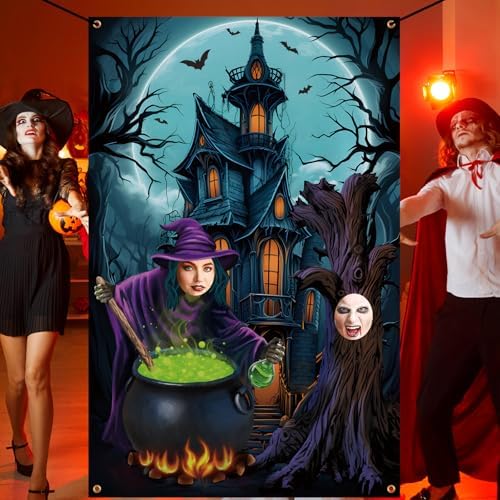 Lunmon 6x4 ft Halloween Backdrop Halloween Party Face Cutout Holes - Image 4