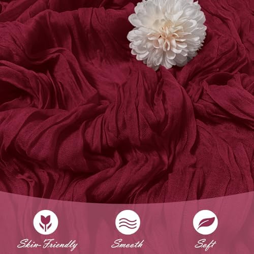 30 Pack Burgundy Cheesecloth Table Runner 17 x 108 inch Cheese Cloth Table Runners 9ft Burgundy Table Runner Rustic Romantic Sheer Gauze Runner for Wedding Party Baby Shower Table Decoration - Image 5