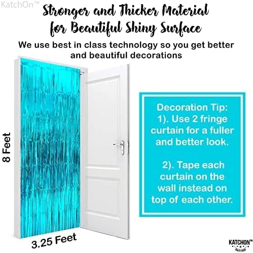 KatchOn, Blue Foil Fringe Curtains - 3.2x8 Feet, Pack of 2 - Image 5