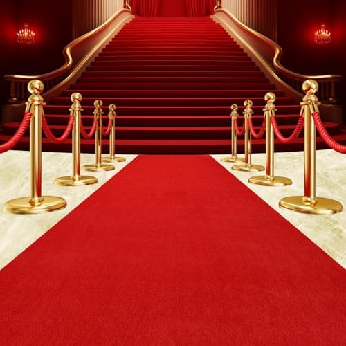 Extra Thick Red Carpet Runner 3 x 30Ft, Non-Slip TPR Rubber Backing, 450 GSM Heavy-Duty Aisle Runner Red Runner Rug for Wedding Ceremony, Hollywood Party, Graduation & Award Events by AEHISDHIE