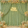 20x10FT Sage Green Backdrop Curtains with Lights for Parties,Wrinkle Free Wedding Photo Backdrop Curtains for Baby Shower Birthday Ceremony Reception Home Party Decorations-5ft x 10ft,4 Panels by Partisky