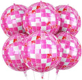 6pcs 22 Inch Pink Disco Ball Balloons, Shiny Pink Big Disco Foil Balloons by Paready