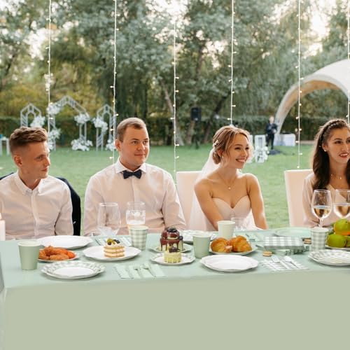 Potchen 392 Pcs Sage Green Gingham Party Supplies Tableware Set Serves 48 - Image 6
