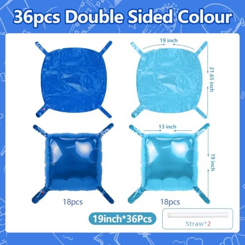 NISOCY 36PCS Blue and Pearl Blue Square Foil Balloons Wall Backdrop - Image 2