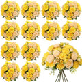 Geosar 16 Bundles Artificial Peonies Flowers,Yellow, Champagne by Geosar