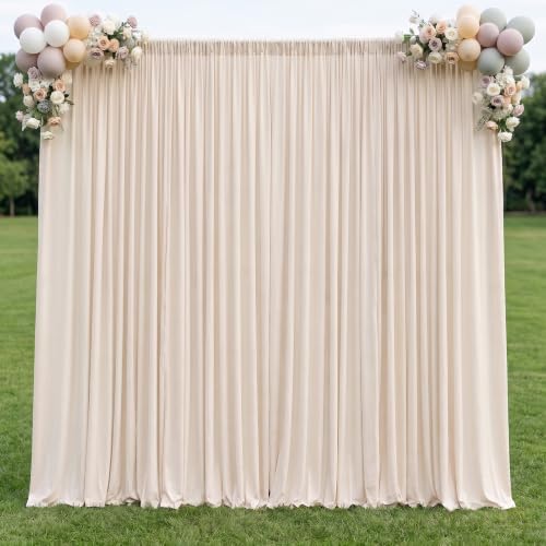 MEETSKY Beige Backdrop Curtains 10ft x 10ft for Wedding Birthday Baby Shower Photography Backdrop Fabric Curtains Drapes Home Window Decorations Rod Pocket Window Drapes,5ft x 10ft, 2 Panels by MEETSKY