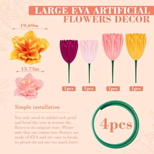 4 Pack 5 ft Giant Artificial Hibiscus Flowers Big Paper Flowers - Image 2