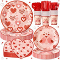 168PCS Red Love Heart Party Supplies for Valentines,Galentines Disposable Paper Plates Napkins Cups Cutlery for 24 Guest,Love Party Tableware for Anniversary Wedding Engagement Birthday Baby Shower by FightingtoAchieve