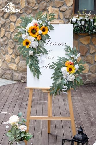 Wedding Arch Faux Flowers Set of 2 Greenery Garland for Wedding Decor Ceremony and Reception Backdrop Decoration (Sunflower) - Image 2