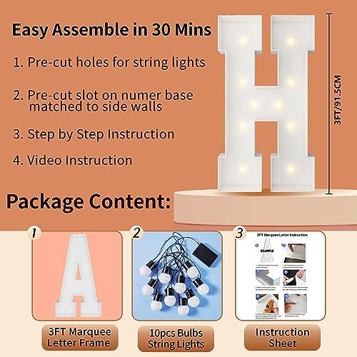 3FT Marquee Letters, Large Light Up Letters H for Hoco Party Decor - Image 5