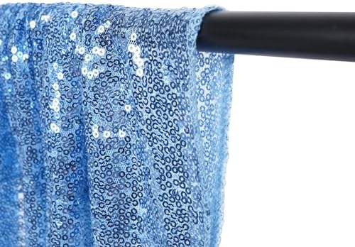 Poise3EHome Baby Blue Sequin Backdrop Curtain,8FT x 10FT Sequin Photography Backdrop Curtain for Party Decoration - Image 3