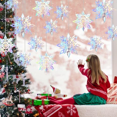 36PCS Hanging Snowflake Decorations Winter Wonderland Party Supplies - Image 3