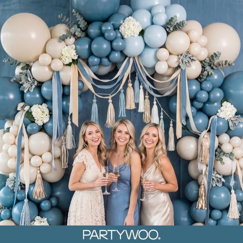PartyWoo Slate Blue Balloons 50pcs Navy Dusty Blue Boho Neutral Color - Image 5