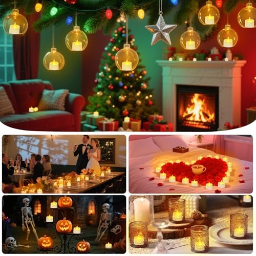 White Flameless LED Tea Lights - Battery-Powered Dancing Flame Candles for Modern Homes, White Weddings & Easter Decor (White Base, 24 Pack) - Image 5