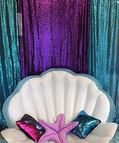 Poise3EHome 2Pcs 2Ft x 8Ft Teal Sequin Backdrop Curtains, Glitter Photography Background, Sequence Xmas Thanksgiving Backdrop for Wedding Party Holiday Festival Decor - Image 6