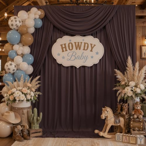 10x10ft Wrinkle Free Brown Backdrop Curtains for Party Background, 2 Panels 5x10ft Silky Polyester Photo Backdrop Drapes Back Drop Cloth for Wedding Birthday Photography Baby Shower Decor - Image 3