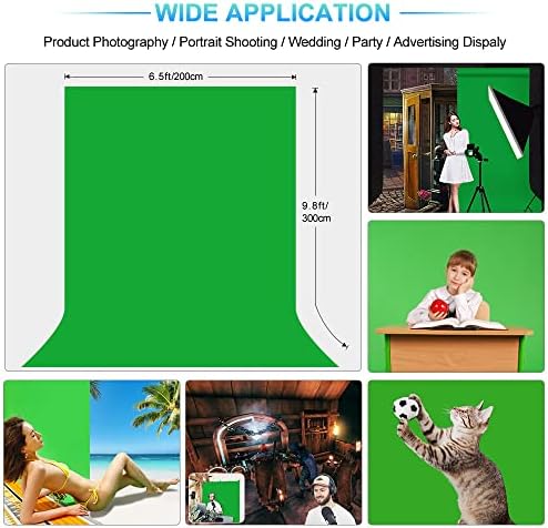 Green Screen Backdrop with Stand for Streaming, 6.5X 10ft (WxH) Protable Green Screen with 6.3 x 6.5 ft Stand kit, Greenscreen Background with Stand Carrying Bag 5 Spring Clamps - Image 2