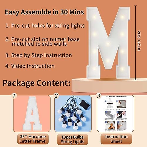3FT Marquee Letters, Large Light Up Letters M for Marry Me Party Decor - Image 5