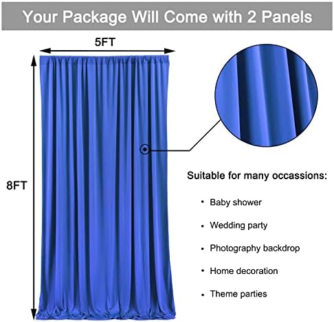 10ft x 8ft Wrinkle Free Royal Blue Backdrop Curtains for Parties, Polyester Photography Backdrop Drapes Back Drop Cloth for Baby Shower Photoshoot Engagement Wedding Birthday Photography Background - Image 6