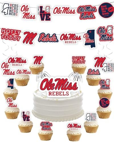 Ole Miss Decorations Party Supplies Football Graduation Banner 42 Pc by PartyKandyDecorGifts
