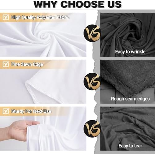 10x12ft White Backdrop Curtain Panels for Parties - Wrinkle Free Polyester Photo Curtain Backdrop Wedding Back Drop Fabric Drapes for Party Decorations Background for Photography - Image 5