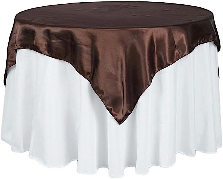 10 pcs 72x72 inch Chocolate Brown Square Tablecloth Satin Fabric Overlays Linens | Table Cloths Cover for Wedding Party Banquet Reception Events Decoration Kitchen Dining Events Kitchen Dining by BalsaCircle