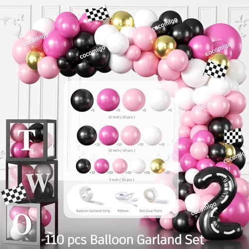 cocomigo 291pcs Two Fast Birthday Decor for 2 Year Old Girl, for 25 Guests - Image 7
