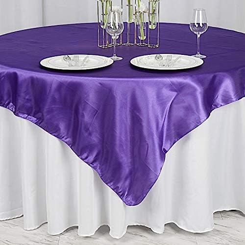 Balsa Circle 10 pcs 72x72 inch Purple Square Tablecloth Satin Fabric Overlays Linens | Table Cloths Cover for Wedding Party Banquet Reception Events Decoration Kitchen Dining Events Kitchen Dining - Image 3