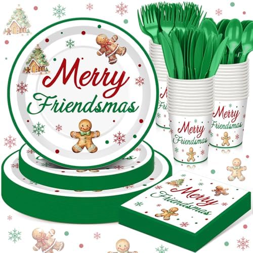 168 Merry Friendsmas Party Supplies Gingerbread Party Decoration by Sunnychicc