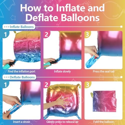 NISOCY 25PCS Gradient Colorful Square Foil Balloons Wall Backdrop - Image 3