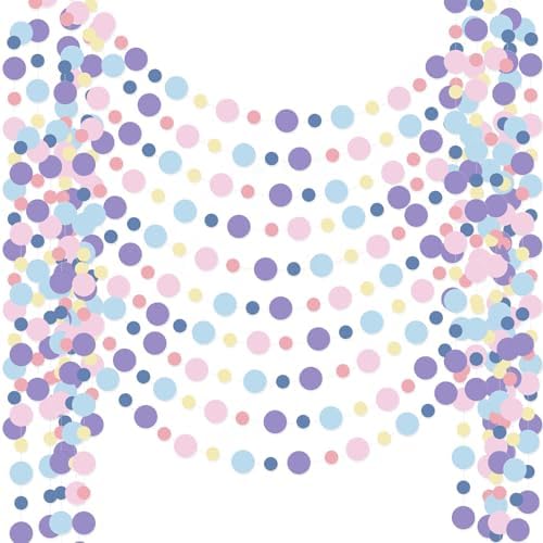 Outus 10 Pieces Dot Garland Banner Hanging, Pastel Rainbow Color by Outus
