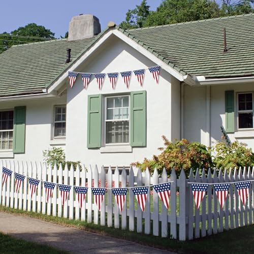 100FT 4th of July Decorations, 60Pcs Pennant Fourth of July Banner, 7.8 x 11.8 Inches Fourth of July American Flags for Outside 4th of July Accessories Independence Day Patriotic Party Parade Decor - Image 5