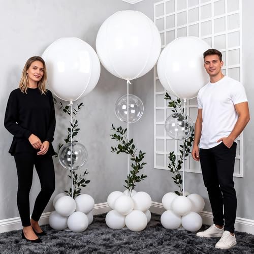 50 Inch Matte White Round Foil Balloons 3pcs Large Ball Balloons - Image 6