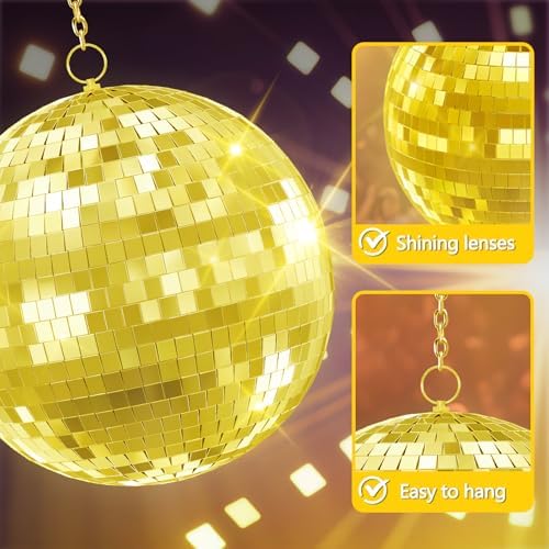 Gold Disco Ball 12 inch Mirror Ball for Party Decor, Hanging Disco Balls Decoration for Wedding, Events, Disco Party, Home Decorations, Dance Floor and Celebrations - Image 5