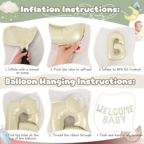 Pink and Green Baby Shower Decorations, WELCOME BABY Letter Foil Balloons Banner Backdrop Set with Sage Green Rosa Gold Cream Beige Latex & Heart Balloon for Newborn Infant Gender Reveal Party Decor - Image 7