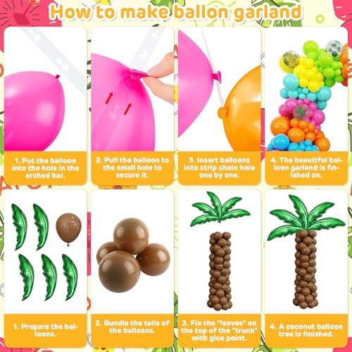 Amandir 160Pcs Hawaiian Tropical Beach Luau Balloon Garland Arch Kit - Image 4