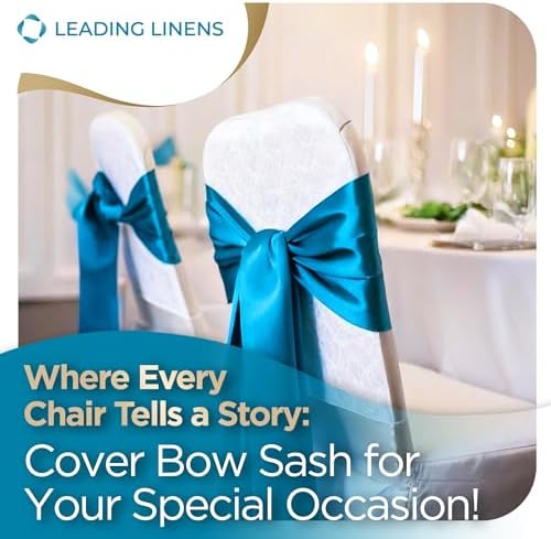 Leading Linens 200 pcs Teal Blue 108"x8" Satin Bow Sash Chair Cover Decor - Image 4
