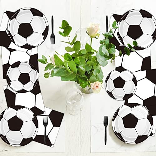 96Pcs Soccer Plates and Napkins Birthday Party Decorations Soccer Disposable Paper Tableware Set Sports Themed party supplies for Baby Shower Game Party Favors Birthday Gatherings Decor Serves 24 - Image 6
