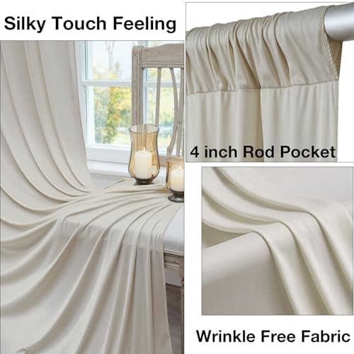 30ftx10ft Wrinkle Free Beige Backdrop Curtains for Parties, Silky Polyester Photo Backdrop Drapes 6 Panels 5x10ft Back Drop Cloth for Wedding Birthday Baby Shower Photography Background - Image 2