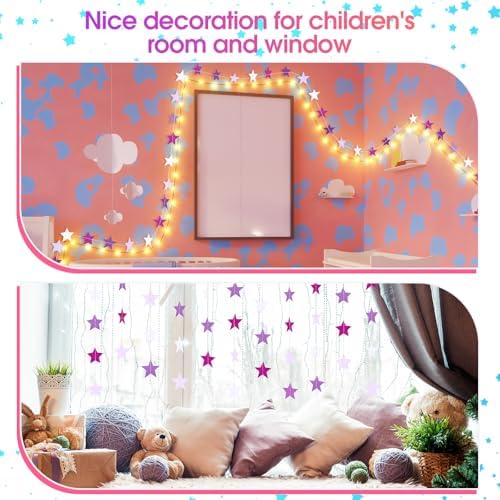 Patelai 130 ft Star Garland Banner Decor,Purple,White - Image 5