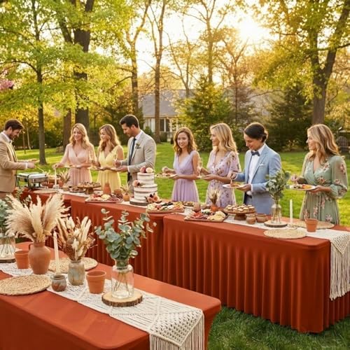 2 Pack Spandex Table Skirts for 8ft Rectangle Tables for Autumn Event - Image 2