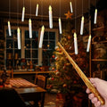 Raycare Floating Candles with Wand, 12 Pcs Magic Hanging Candles Flameless, Flickering Warm Light LED Taper Candle with Wand Remote, Battery Operated Window Candle for Halloween Witch Wizzard Decors by Raycare