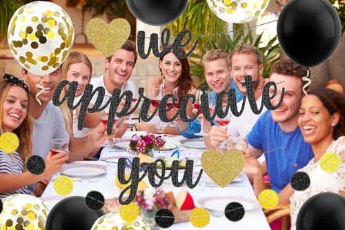 We Appreciate You Banner Thank You Appreciation Theme Party Decoration for Employee Doctor Nurse Parents Teacher Coworker Staff Hanging Garland Kit Balloons Bunting Office Supplies Photobooth Backdrop - Image 7