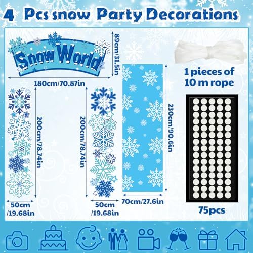 VitalCozy 7 Pcs Winter Party Decorations Snowflake Foil Fringe Curtains - Image 2