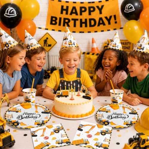 40 Pcs Construction Plates and Napkins Set, Large 9 Inch Party Plates - Image 7