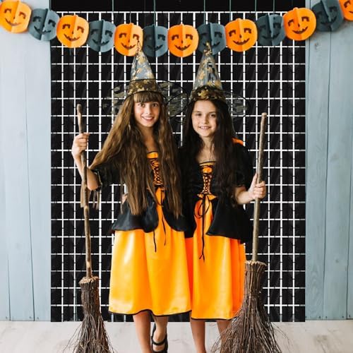 GOER Black Party Backdrop Metallic Tinsel Foil Fringe Curtain Photo Booth Props for New Year's Eve Graduation Halloween Birthday Casino Theme Party Holiday Celebration Party Decorations (2 Packs) - Image 4