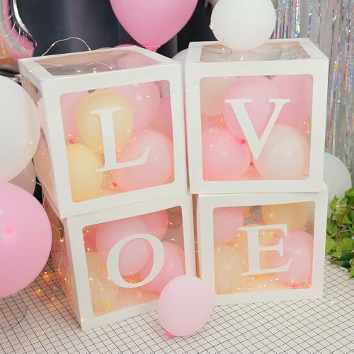 Ledido Transparent Balloon Boxes with 60 Letters Numbers Fairy Lights 4PCS - Image 6